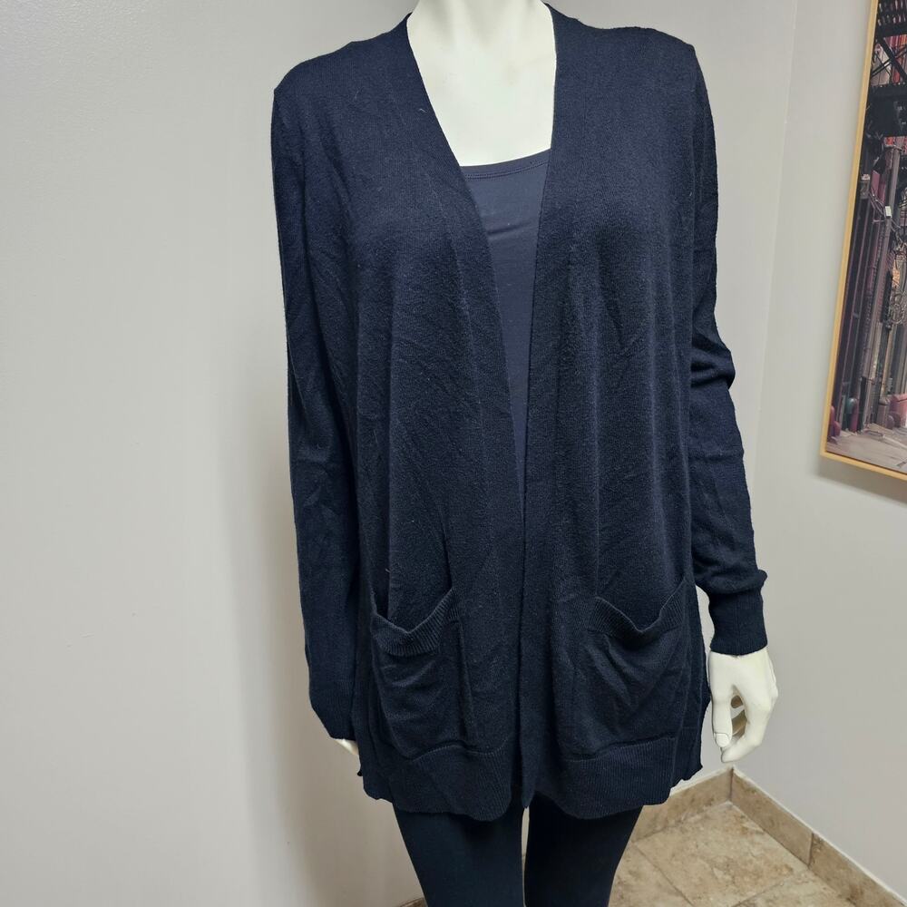 Matty M Cardigan Long Open Front 2 Large Pockets Size M